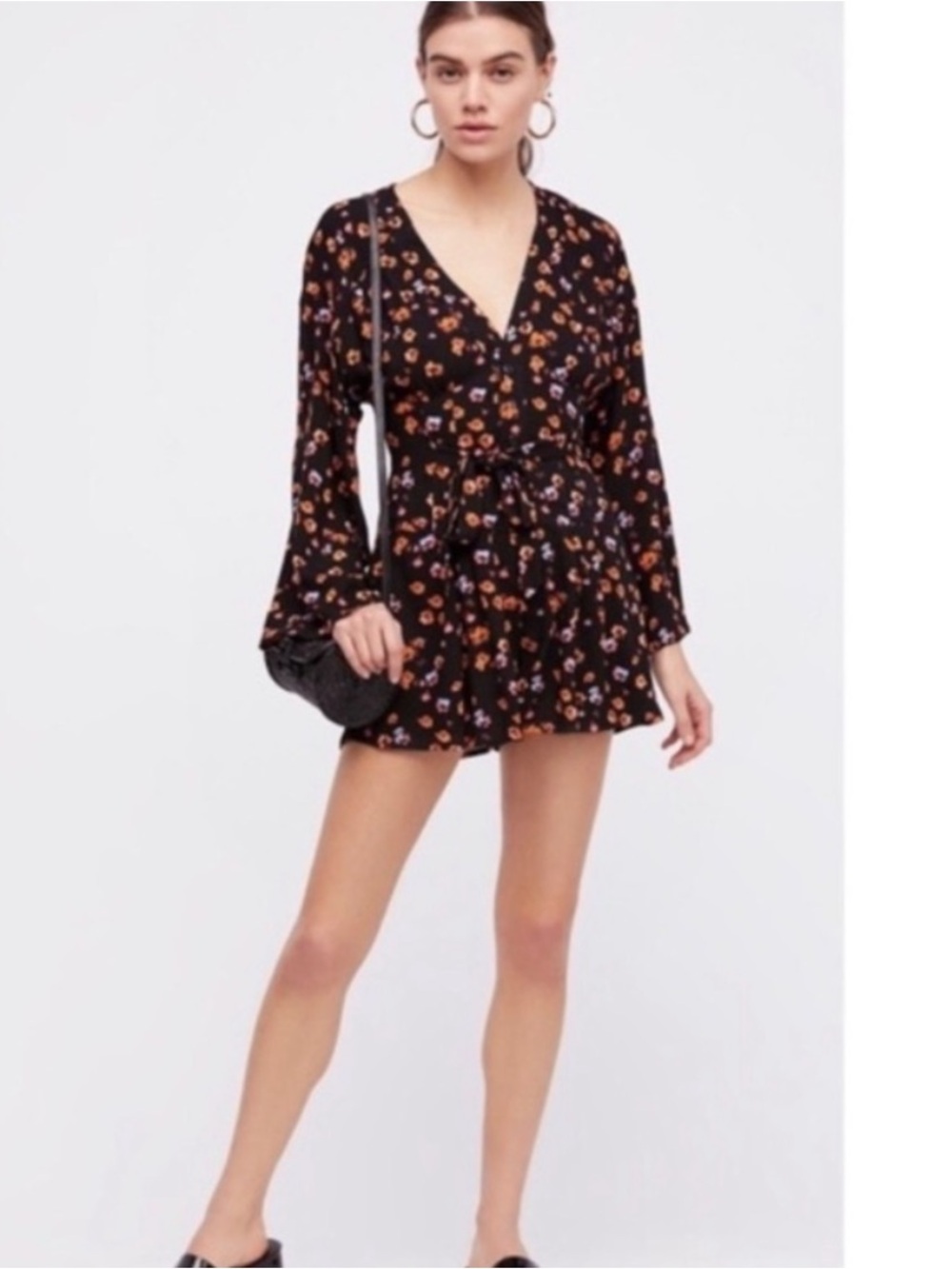 Free People L’Amour Black Floral Combo Romper